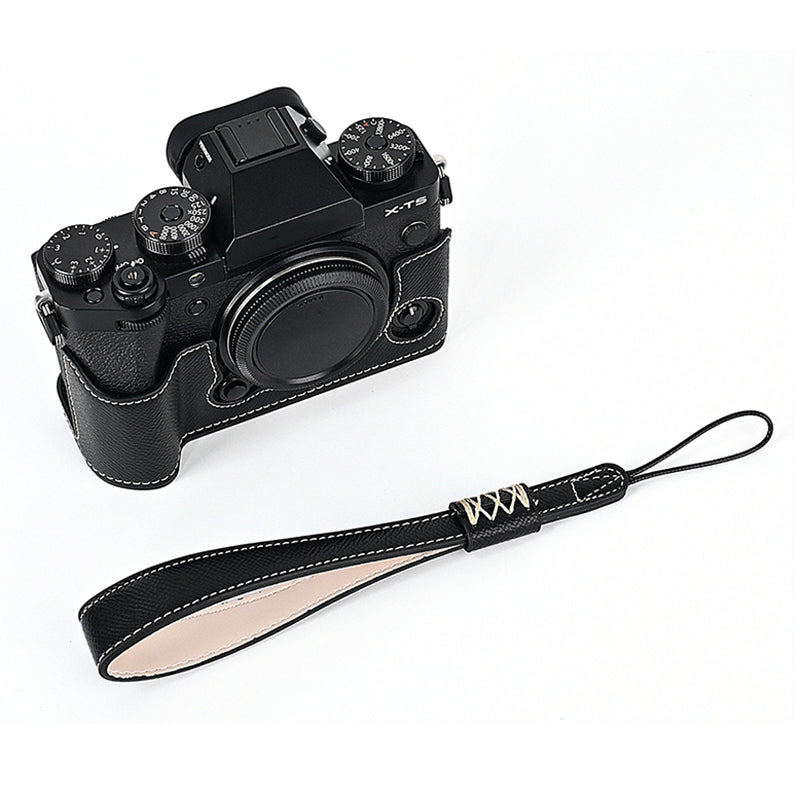 For Fujifilm X-T5 Camera PU Leather Protective Case Battery Opening Design Half Body Cover with Hand Strap For Fujifilm X-T5 Camera PU Leather Protective Case Battery Opening Design Half Body Cover with Hand Strap